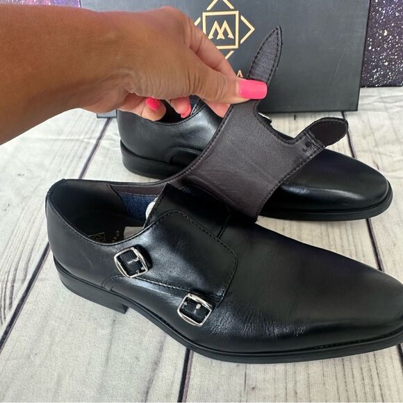 La Milano Men’s Double Monk Strap Black Leather Formal Dress Shoes Sz 9.5 - Picture 5 of 16